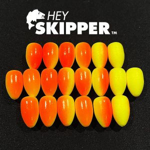 Hand Painted Fishing Floats -- Orange/Yellow (Sand Flea) & Gold/White - Orange/Yellow
